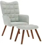 vidaXL Relaxsessel mit Hocker Hellgrau Samt