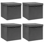 vidaXL Aufbewahrungsboxen mit Deckeln 4 Stk. Grau 32x32x32 cm Stoff