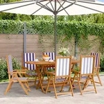 vidaXL Gartenst&uuml;hle Verstellbar 6 Stk. Blau Wei&szlig; Stoff und Massivholz