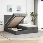 vidaXL Ottoman-Bett mit Matratzen & LEDs Dunkelgrau 160x200 cm Stoff
