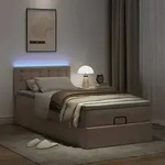 vidaXL Ottoman-Bett mit Matratzen & LEDs 90x190 cm Kunstleder