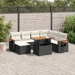 vidaXL 8-tlg. Garten-Sofagarnitur mit Kissen Schwarz Poly Rattan