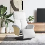 vidaXL Relaxsessel mit Fu&szlig;teil Wei&szlig; Kunstleder