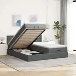 vidaXL Ottoman-Bett mit Matratzen & LEDs Dunkelgrau 160x200 cm Stoff