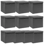 vidaXL Aufbewahrungsboxen mit Deckeln 10 Stk. Grau 32x32x32 cm Stoff