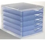Schubladenbox styrowingsbox 5 Sch&uuml;be light transparent/cornflower