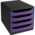 Exacompta Schubladenbox Big Box, 4 offene Schubladen, Iderama, Violett, 310720D