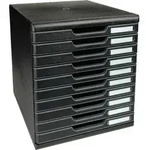 Exacompta Schubladenbox MODULO A4, 10 geschlossene Schubladen, Schwarz, 302414D