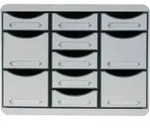 Exacompta Schubladenbox STORE BOX MULTI 11 offene Schubladen Lichtgrau 313740D