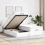 vidaXL Ottoman-Bett mit Matratzen Wei&szlig; 180x200 cm Kunstleder