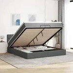 vidaXL Ottoman-Bett mit Matratzen & LEDs Dunkelgrau 200x200 cm Stoff