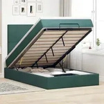 vidaXL Ottoman-Bett mit Matratzen & LEDs Dunkelgr&uuml;n 120x190 cm Samt