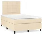 vidaXL Boxspringbett mit Matratze Creme 120x190 cm Stoff