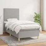 vidaXL Boxspringbett mit Matratze Hellgrau 90x200 cm Stoff