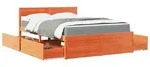 vidaXL Bett mit Schubladen und Matratze Wachsbraun 140x190 Massivholz