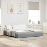 vidaXL Ottoman-Bett ohne Matratze Hellgrau 200x200 cm Stoff