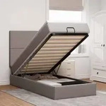 vidaXL Ottomane Bett mit Matratze & LEDs Taupe 90x200 cm Stoff