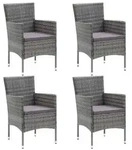 vidaXL Garten-Essst&uuml;hle 4 Stk. Poly Rattan Grau