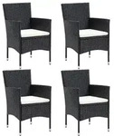 vidaXL Garten-Essst&uuml;hle 4 Stk. Poly Rattan Schwarz