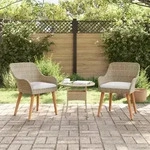 vidaXL Gartenst&uuml;hle mit Kissen 2 St&uuml;ck Beige Poly Rattan