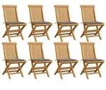 vidaXL Gartenst&uuml;hle mit Grauen Kissen 8 Stk. Massivholz Teak