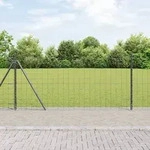 vidaXL Euro Zaun mit 7 Flanschpfosten 0,8x10 m verzinkter Stahl