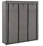vidaXL Kleiderschrank mit F&auml;chern und Stangen Grau 150x45x175cm Stoff