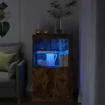vidaXL Beistellschrank mit LED-Leuchten R&auml;uchereiche Holzwerkstoff