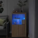vidaXL Beistellschrank mit LED-Leuchten Sonoma-Eiche Holzwerkstoff