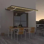 vidaXL Automatische Markise mit LED & Windsensor 450x350 cm Gelb/Wei&szlig;
