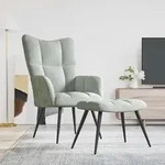 vidaXL Relaxsessel mit Hocker Hellgrau Samt