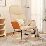 vidaXL Schaukelstuhl Cremewei&szlig; Stoff