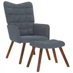 vidaXL Relaxsessel mit Hocker Dunkelgrau Samt