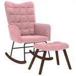 vidaXL Schaukelstuhl mit Hocker Pink Velvet