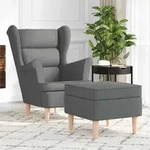 vidaXL Sessel mit Fu&szlig;hocker Dunkelgrau Stoff