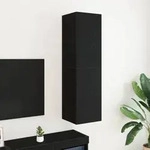 vidaXL TV-Schrank in Schwarz-Eiche, Ma&szlig;e 30,5 x 30 x 110 cm, aus Holzwerkstoff