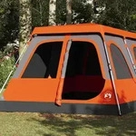 vidaXL Kuppel-Familienzelt 10 Personen Grau und Orange Quick Release