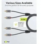 Goobay 65295 Plus Series Stereo-Cinchkabel, 5 m, 5 m, schwarz-Silber - 2x