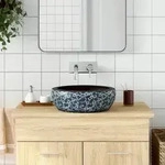 vidaXL Aufsatzwaschbecken Schwarz und Blau Rund &Oslash;41x14 cm Keramik