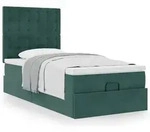 vidaXL Ottoman-Bett mit Matratzen Dunkelgr&uuml;n 90x190 cm Samt
