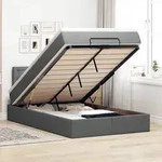 vidaXL Ottoman-Bett mit Matratze Dunkelgrau 120x190 cm Stoff