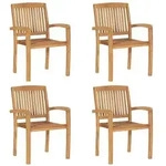 vidaXL Stapelbare Gartenst&uuml;hle 4 Stk. Massivholz Teak