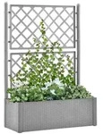 vidaXL Garten-Hochbeet mit Spalier und Selbstbew&auml;sserungssystem Grau