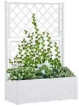 vidaXL Garten-Hochbeet mit Spalier und Selbstbew&auml;sserungssystem Wei&szlig;