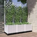vidaXL Pflanzk&uuml;bel mit Rankgitter Wei&szlig; 120x40x136 cm PP