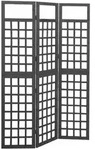 vidaXL Spalier/Paravent 3-teilig Massivholz Tanne Schwarz 121x180 cm