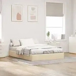 vidaXL Ottoman-Bett ohne Matratze Creme 140x190 cm Stoff