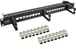 InLine&reg; Patchfeld Cat.6A 16-fach, mit 3 B&uuml;geln, 16 Keystones, 19, 1HE, schwarz