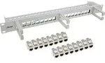 InLine&reg; Patchfeld Cat.6A 16-fach, mit 3 B&uuml;geln, 16 Keystones, 19, 1HE, grau