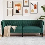 vidaXL Chesterfield-Sofa 3-Sitzer Dunkelgr&uuml;n Stoff
